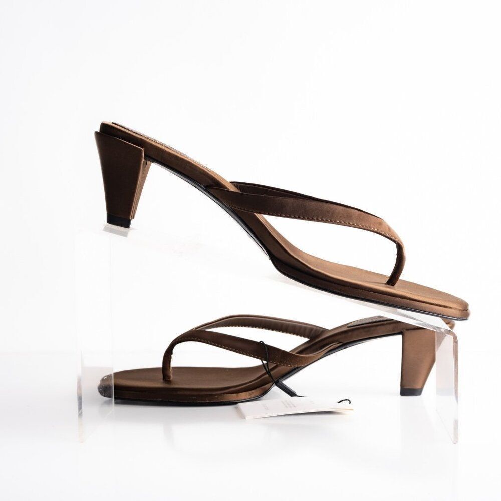 Massimo Dutti Womens Satin Heeled Sandals Copper Bronze US 8 EU 39 NWB LimitedEd - Picture 3 of 9